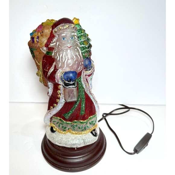2011 Merck's Old World Christmas 'Radiant' Santa Glass Light~Bag of Toys VIDEO - Picture 9 of 12
